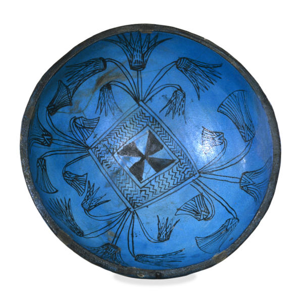Faience bowl with pool and lotus motifs