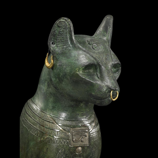 Bronze figure of a seated cat
