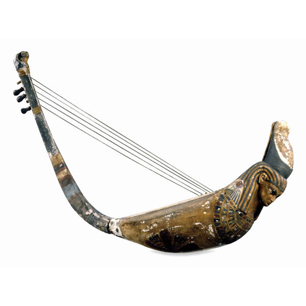 Arched wooden harp
