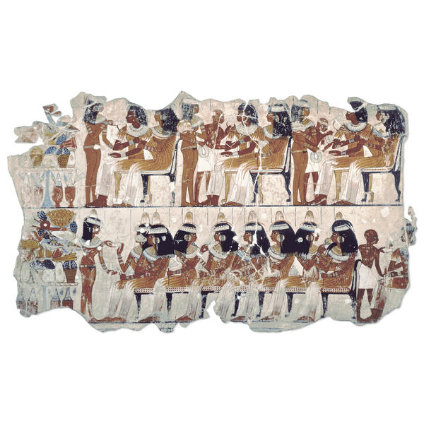 Banquet scene: fragment of wall painting from the tomb of Nebamun (no. 6)