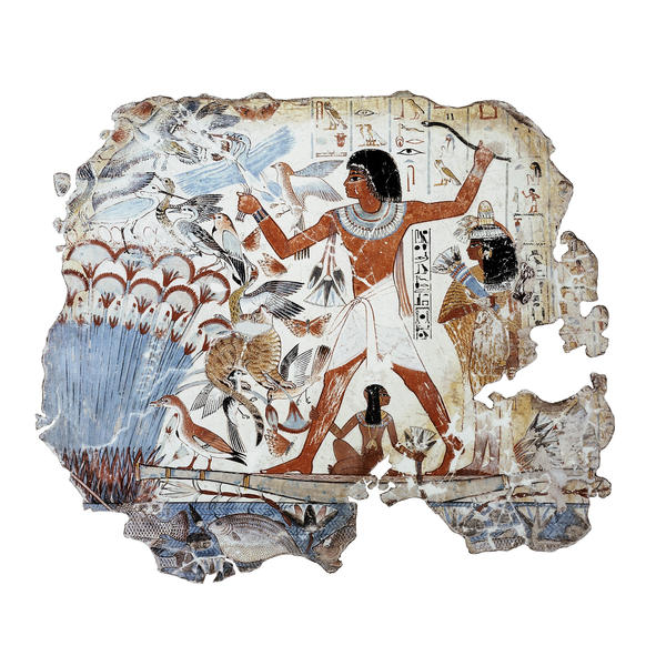 Fowling in the marshes: fragment of wall painting from the tomb of Nebamun (no. 10)